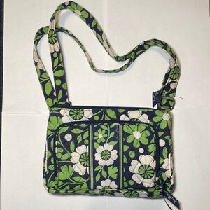 Vera Bradley Green and White Quilted Crossbody Bag